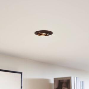 PRIOS Lampa sufitowa wpuszczana Fibur, brąz, cynk, Ø 8,2 cm, zestaw 3 szt. Fibur PRIOS, możliwość ściemniania, brązowy / mosiężny, salon / jadalnia, metal, nowoczesny