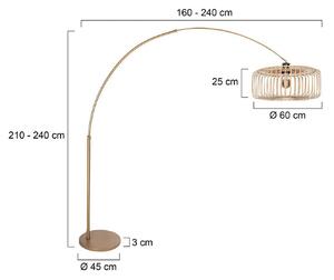 Steinhauer Lampa łukowa - lampa stojąca Sparkled Light, możliwość ściemniania, brązowy / mosiężny, salon / jadalnia, metal, nowoczesny
