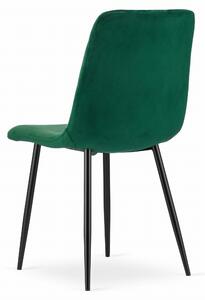 Zielone aksamitne krzesło TURIN z czarnymi nogami