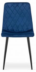 Niebieskie aksamitne krzesłoTURIN z czarnymi nogami