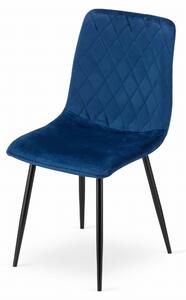 Niebieskie aksamitne krzesłoTURIN z czarnymi nogami