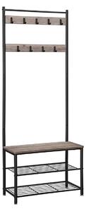 Metalowa ścianka do przedpokoju INDUSTRY 175 cm, czarna/szaro-brązowa