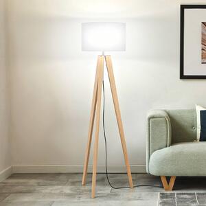 FISCHER & HONSEL Lampa stojąca SHINE-WOOD, biały / opal, salon / jadalnia, tkanina / materiał / jedwab