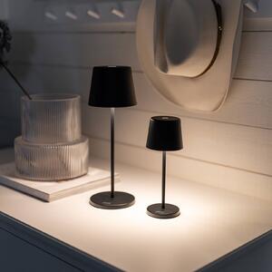 Konstsmide Lampa stołowa LED z akumulatorem Vence, wysokość 22 cm, czarna, IP54, USB możliwość ściemniania, czarny, salon / jadalnia, aluminium, nowoczesny