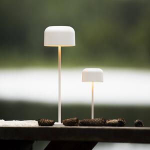 Konstsmide Lampa stołowa LED Lille, wysokość 20 cm, biała, IP54, USB możliwość ściemniania, biały / opal, salon / jadalnia, aluminium, nowoczesny