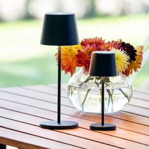 Konstsmide Lampa stołowa LED z akumulatorem Vence, wysokość 32 cm, czarna, IP54, USB możliwość ściemniania, czarny, salon / jadalnia, aluminium, nowoczesny