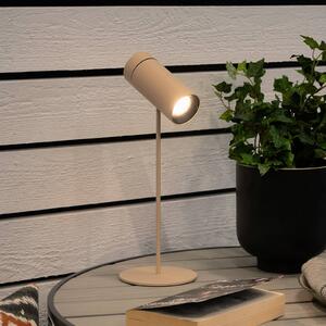 Konstsmide Lampa stołowa LED z akumulatorem Multi, kolor piaskowy, wysokość 30 cm, IP54 możliwość ściemniania, kremowy / amber, salon / jadalnia, aluminium, nowoczesny