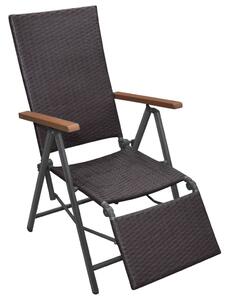 Rozkładane krzesło tarasowe, polirattan, brązowe