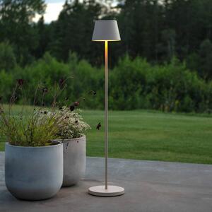 Konstsmide Lampa stojąca LED z akumulatorem Pomezia, kolor piaskowy, 124 cm, IP54, USB możliwość ściemniania, kremowy / amber, salon / jadalnia, aluminium, nowoczesny