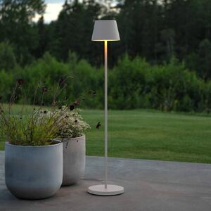 Konstsmide Lampa stojąca LED z akumulatorem Pomezia, biała, 124 cm, IP54, USB możliwość ściemniania, biały / opal, salon / jadalnia, aluminium, nowoczesny