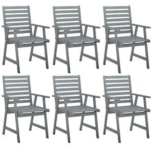Krzesła ogrodowe, 6 szt., szare, lite drewno akacjowe