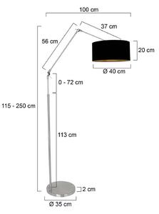 Steinhauer Lampa łukowa - lampa stojąca Prestige Chic, możliwość ściemniania, aluminiowy / szary / cynkowy, salon / jadalnia, metal