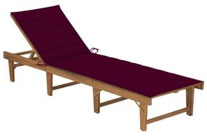 Składany leżak z poduszką, lite drewno akacjowe
