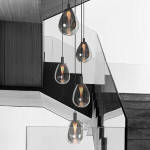 Mexlite Lampa wisząca Glimsy, możliwość ściemniania, aluminiowy / szary / cynkowy, salon / jadalnia, szkło