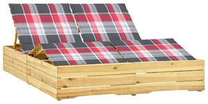 Podwójny leżak z poduszkami, impregnowane drewno sosnowe