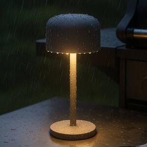 FH Lighting Lampa stołowa LED z akumulatorem Finley, kolor piaskowy, wysokość 22 cm, metal, możliwość ściemniania, aluminiowy / szary / cynkowy, metal, nowoczesny