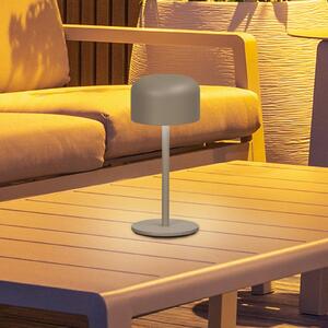 FH Lighting Lampa stołowa LED z akumulatorem Finley szaro-brązowa wysokość 22 cm metal IP54 Finley, możliwość ściemniania, brązowy / rdzawy, metal, nowoczesny