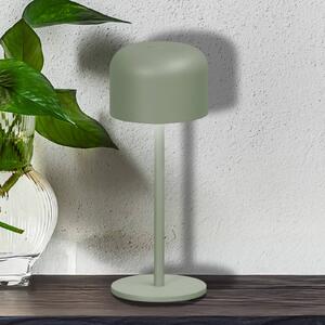 FH Lighting Lampa stołowa LED z akumulatorem Finley, kolor szałwiowy, wysokość 22 cm, możliwość ściemniania, zielony, metal, nowoczesny