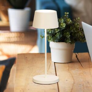 FH Lighting Lampa stołowa LED z akumulatorem Asena Pro w kolorze piaskowo-beżowym, 30 cm, Pro, możliwość ściemniania, kremowy / amber, metal, nowoczesny