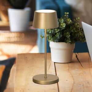 FH Lighting Lampa stołowa LED z akumulatorem Asena Pro w kolorze brązowym 30 cm metal IP54 Pro, możliwość ściemniania, brązowy / mosiężny, metal, nowoczesny
