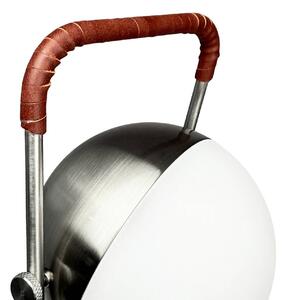Dyberg Larsen Lampka stołowa LED Mova, bordowa, IP44 możliwość ściemniania, chromowy / srebrny, salon / jadalnia, metal, skandynawski