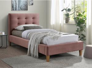 Różowe łóżko tapicerowane TEXAS VELVET 90 x 200 cm