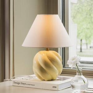 Globen Lighting Lampa stołowa DAHLIA, kremowy / amber, salon / jadalnia, tkanina / materiał / jedwab