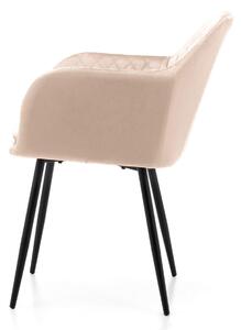 MebleMWM Krzesło do jadalni 8174-2 beżowy welur, czarne nogi