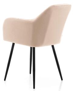 EMWOmeble Krzesło z podłokietnikami 8174-2 / welurowe, beżowe, nogi czarne