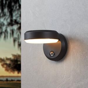 EGLO Kinkiet zewnętrzny LED Fornaci, czarna, szerokość 16 cm, czujnik Fornaci, czarny, metal, nowoczesny