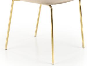 Welurowe krzesło glamour złote nogi K499 - beżowy