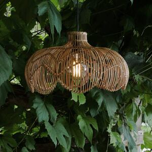 PR Home Lampa wisząca zewnętrzna Belle, naturalny rattan, Ø 43 cm, wtyczka IP44 Belle, jasne drewno, drewno