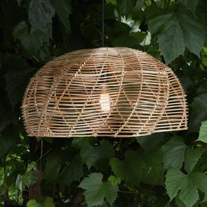 PR Home Lampa wisząca zewnętrzna Mayla, naturalny rattan, Ø 53 cm, wtyczka IP44 Mayla, jasne drewno, drewno