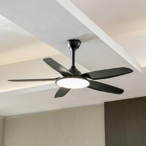 Lucande Wentylator sufitowy LED Divian, czarny, DC, cichy, CCT Divian, czarny, salon / jadalnia, metal, nowoczesny
