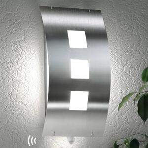 CMD Kinkiet zewnętrzny Toma ze stali nierdzewnej z czujnikiem TOMA, aluminiowy / szary / cynkowy, stal szlachetna, nowoczesny