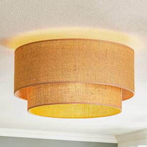 Lampa sufitowa Boho jute Euluna, możliwość ściemniania, brązowy / rdzawy, salon / jadalnia, tkanina / materiał / jedwab, dworkowy / rustykalny
