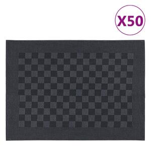 Ręczniki kuchenne, 50 szt., czarno-szare, 50x70 cm, bawełna