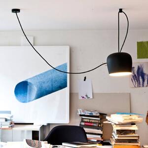 FLOS Lampa wisząca AIM, możliwość ściemniania, czarny, salon / jadalnia, aluminium, design