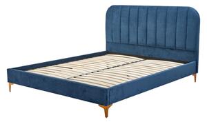 Łóżko ze stelażem niebieskie KENAQ 160x200 cm