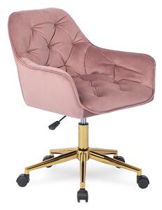 Różowy pikowany fotel obrotowy w stylu glamour - Xami 4X