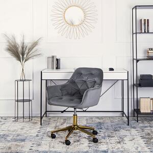Szary obrotowy welurowy fotel biurowy - Xami 4X