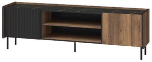 Komoda RTV 180 cm pod telewizor do salonu Prestigo P17 Czarna/Orzech/San Sebastian