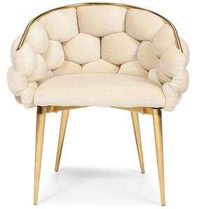 Krzesło welurowe designerskie BALLOON - beżowe
