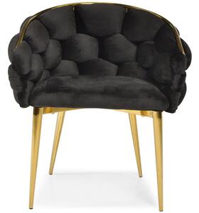 Ekskluzywne krzesło tapicerowane glamour BALLOON - czarne