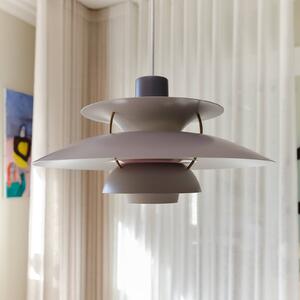 Louis Poulsen Lampa wisząca designerska PH 5, możliwość ściemniania, aluminiowy / szary / cynkowy, salon / jadalnia, aluminium, design