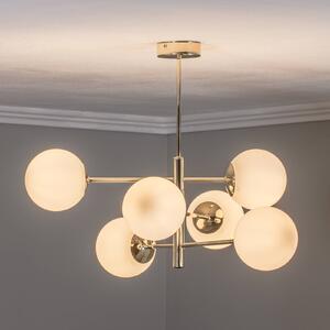 Lampa wisząca szklana Aurora Euluna, możliwość ściemniania, mosiężny / złoty, salon / jadalnia, metal