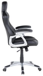 Krzesło biurowe ekoskóra fotel do biura regulacja wysokości czarne Adventure Beliani