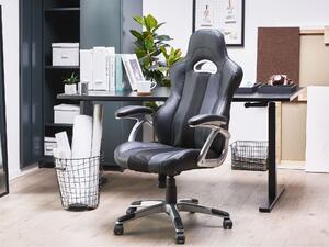 Krzesło biurowe ekoskóra fotel do biura regulacja wysokości czarne Adventure Beliani