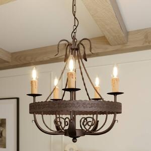 Żyrandol Loara Luminex, możliwość ściemniania, brązowy / mosiężny, salon / jadalnia, metal, dworkowy / rustykalny
