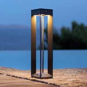 Les Jardins Lampa solarna LED Borne, czujnik 45 cm, szara możliwość ściemniania, aluminiowy / szary / cynkowy, aluminium